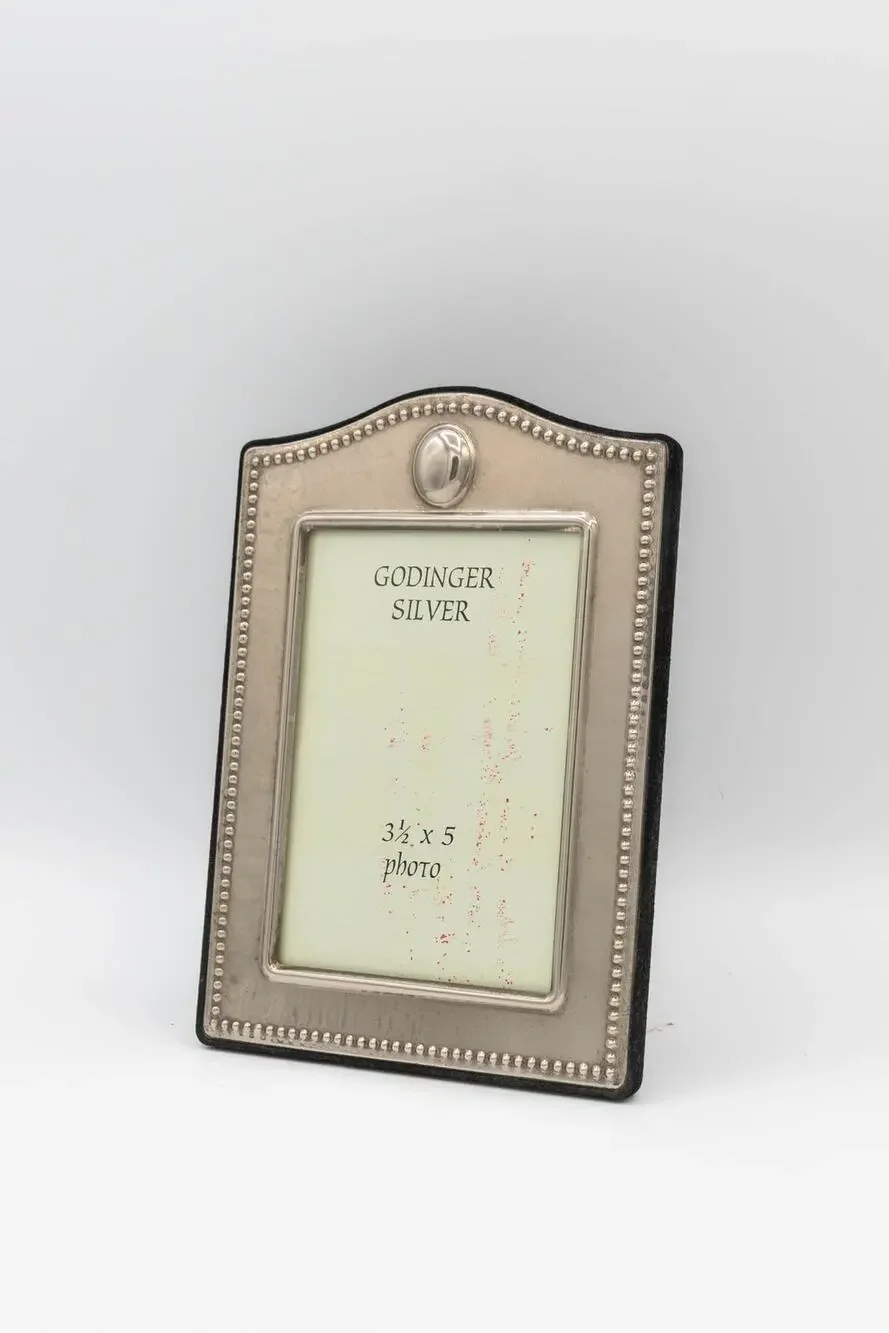 Vintage Godinger Silver Art Co Beaded Arch Picture Frame 3.5x5 Tabletop Decor
